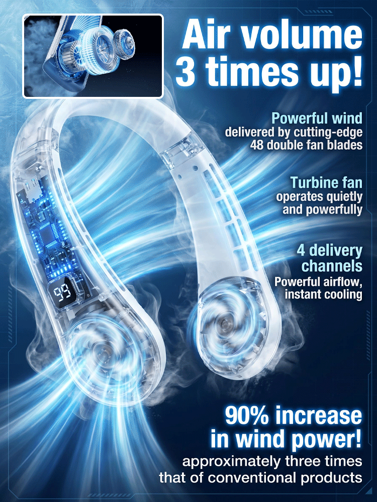 [Wearable Air Conditioner] Cooling Neck Fan — Ultra-Light & Silent