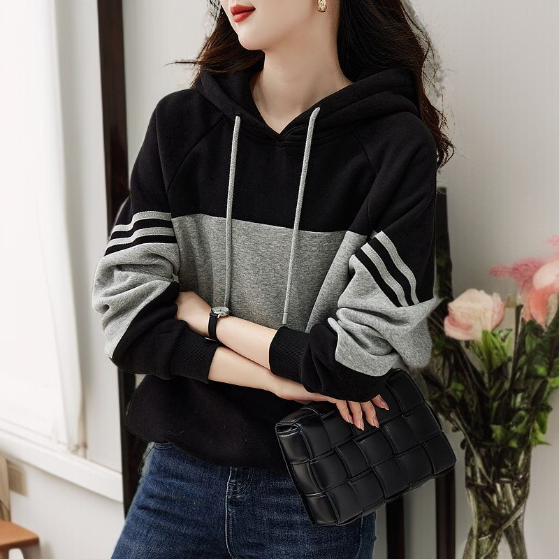 봄 여성 기질 후드 루즈 코트 풀오버 후드