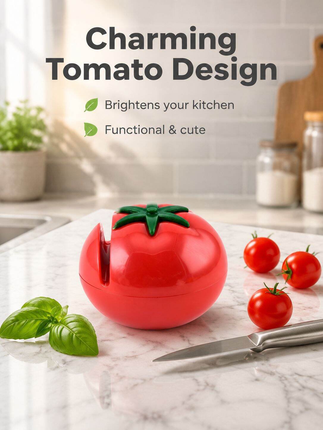 Mini Tomato Shaped Knife Sharpener, Portable Manual Sharpening Tool for Home