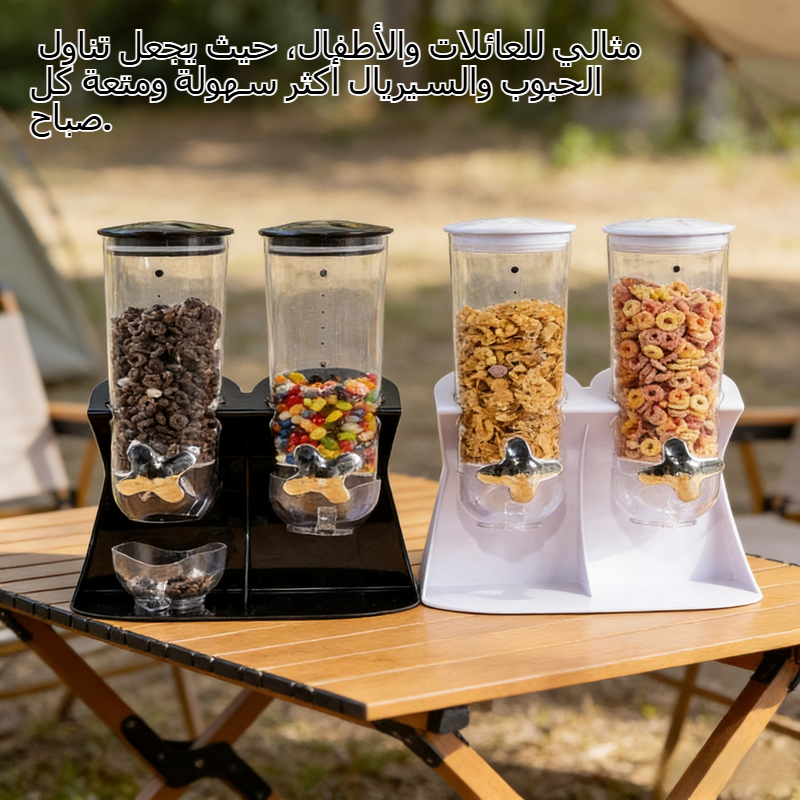 موزع حبوب الإفطار دائري بفتحتين أبيض