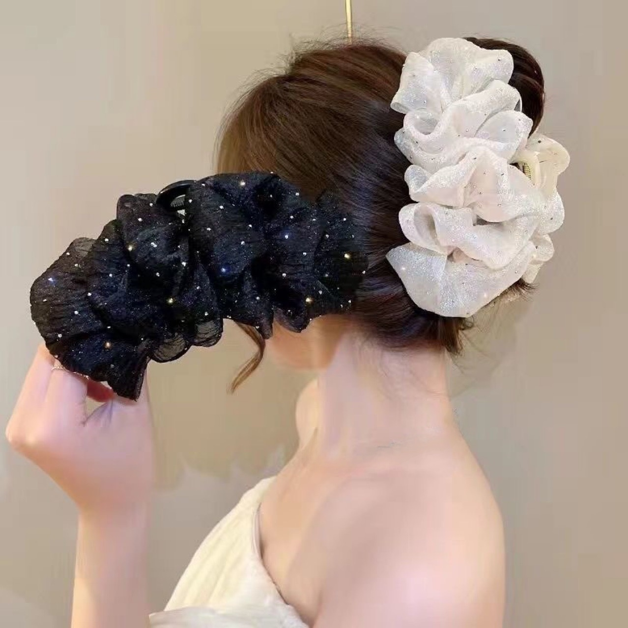 後腦勺盤發波點滿天星泡泡髮夾