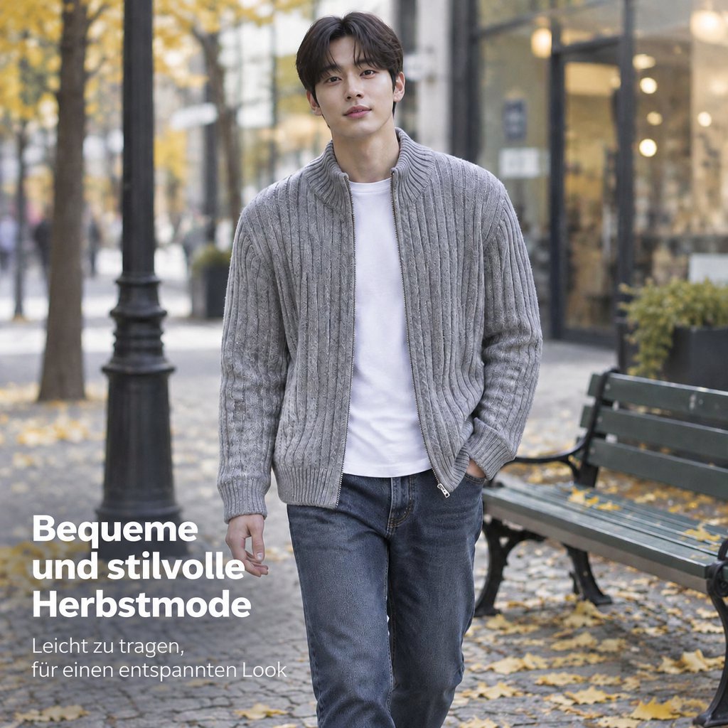 Herren Strick-Cardigan mit Streifen für Herbst/Winter