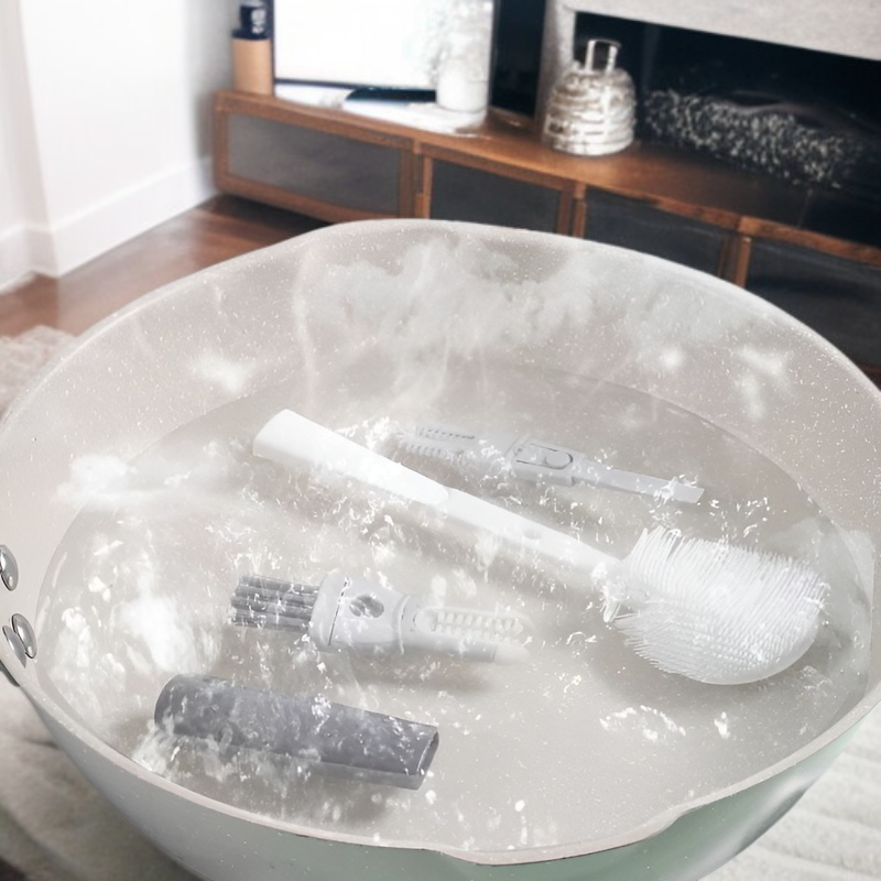 브러쉬 청소기 탈부착 5인 1롱 손잡이 실리콘 브러쉬 가정용 물컵 접이식 청소 브러쉬 완성