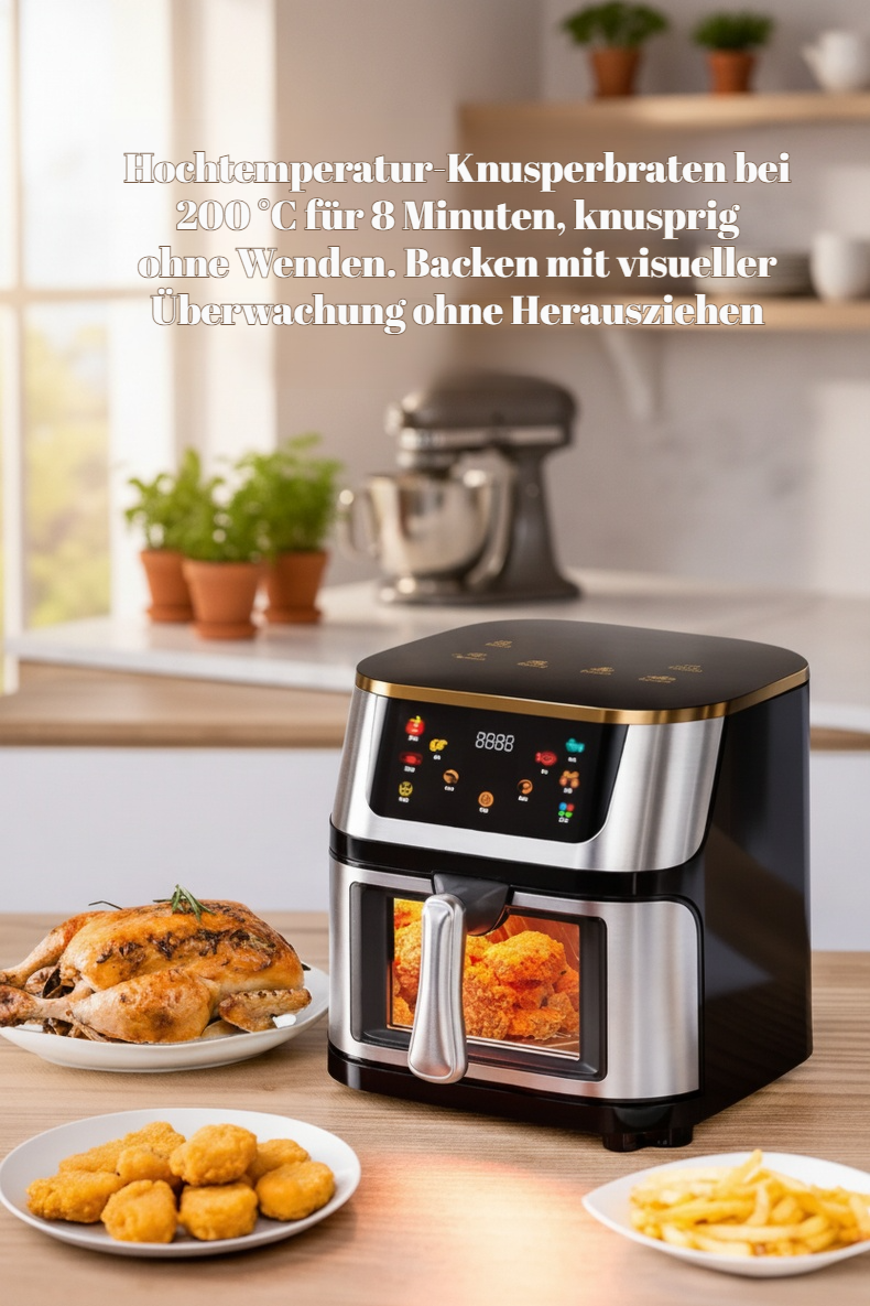 Intelligenter Airfryer mit Touchscreen in moderner Küche