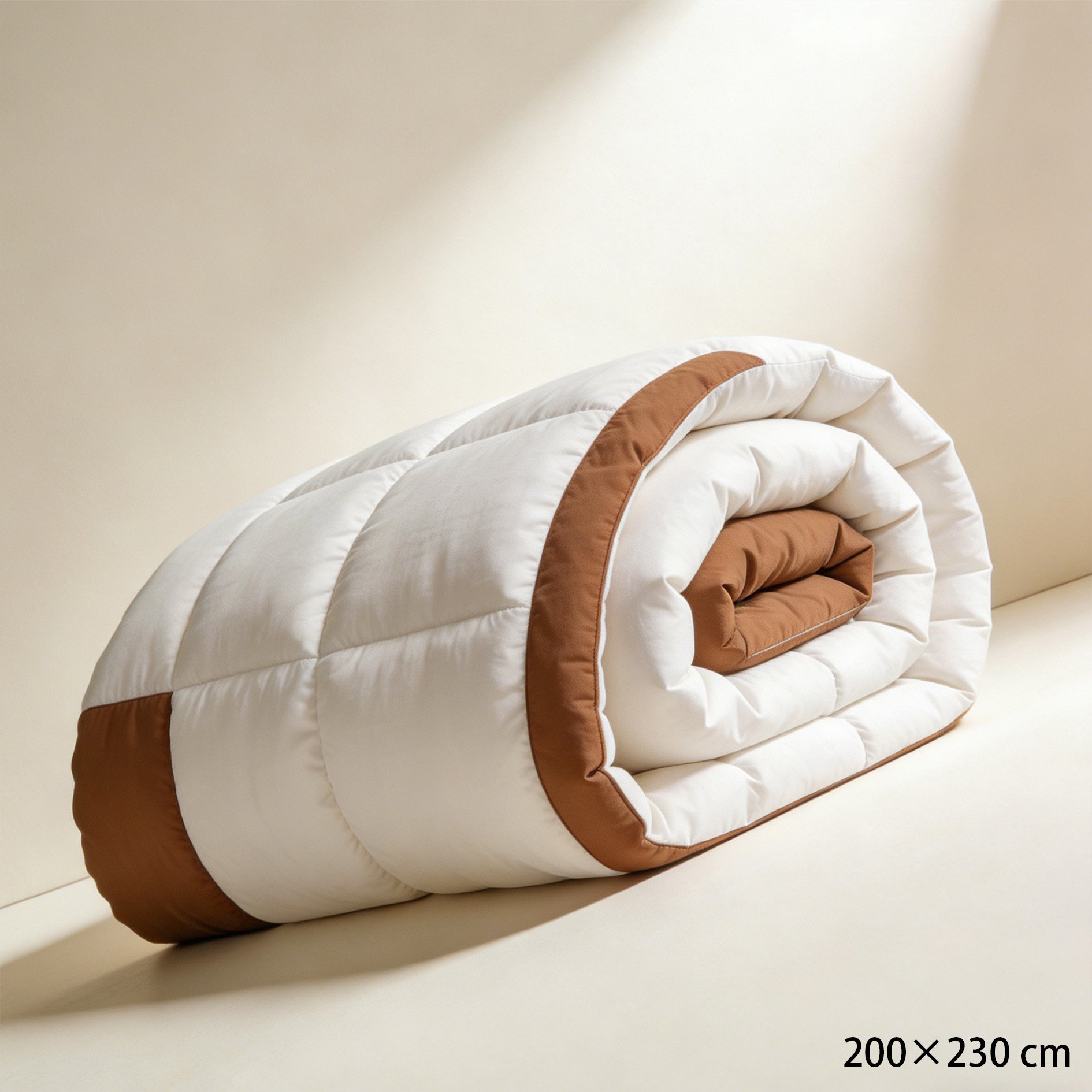 Weiche Daunendecke in moderner Schlafzimmerumgebung