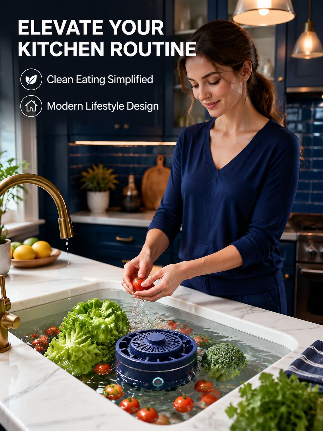 Wireless Ultrasonic Fruit and Vegetable Purifier on kitchen counter