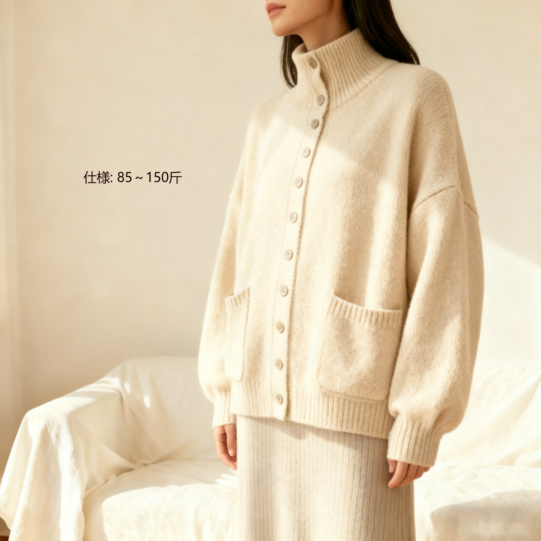 レディース用ニットカーディガンセット着用例