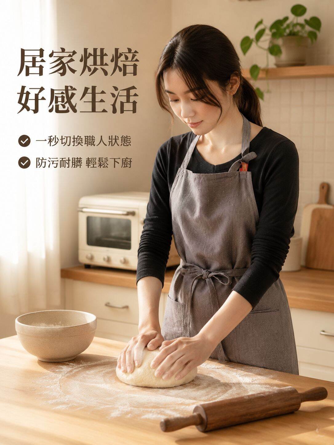 棉質廚房圍裙，奶茶美甲專用，日韓風格，男女皆宜