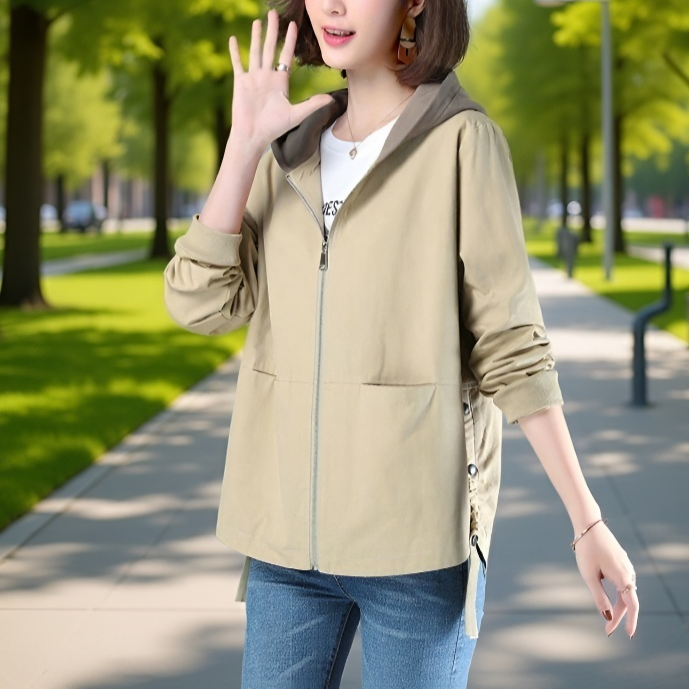 二重仕立てショート丈レディーストレンチコート