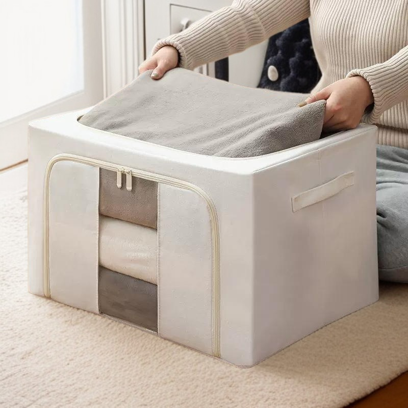 棉麻加厚可折衣物收納箱