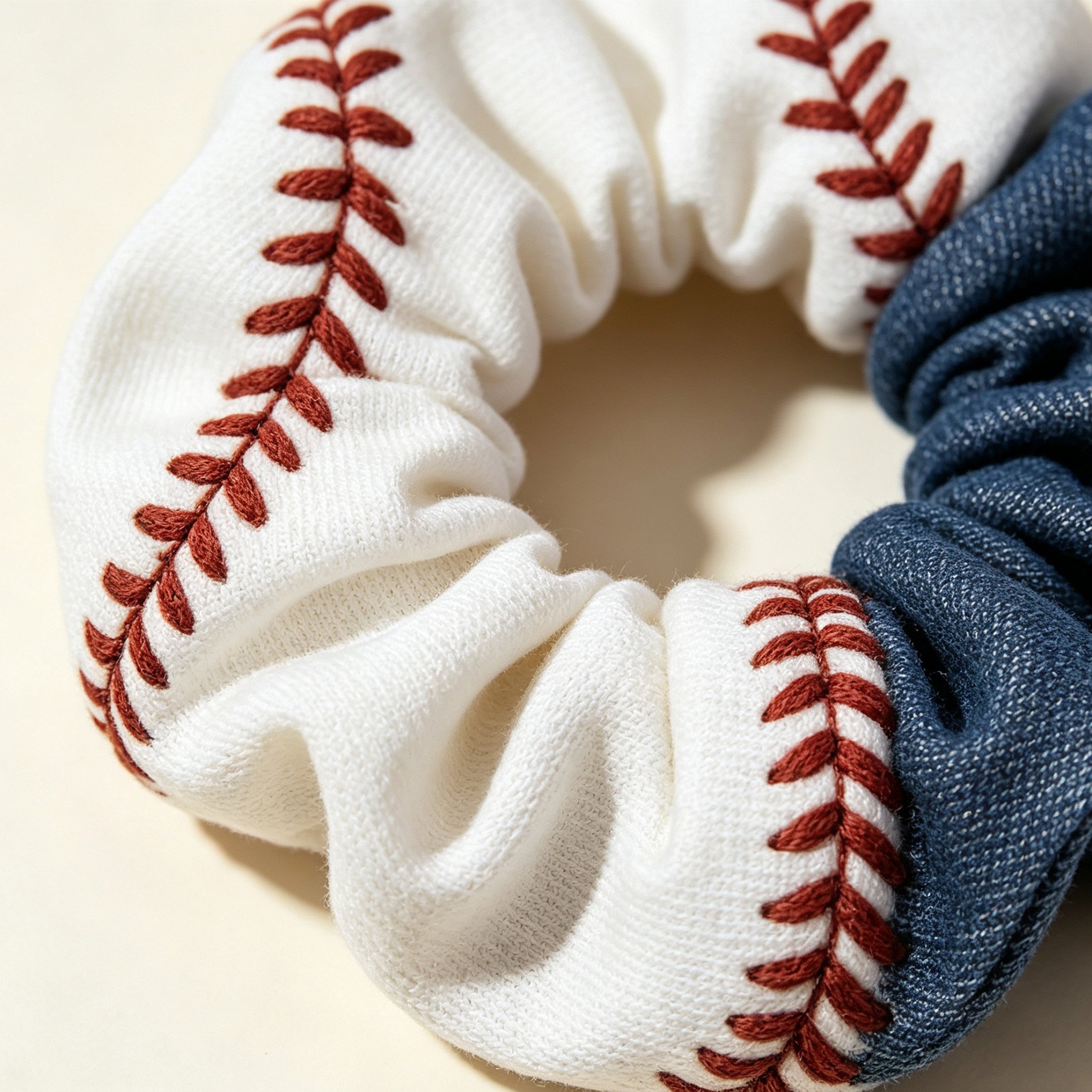 Baseball embroidered scrunchie