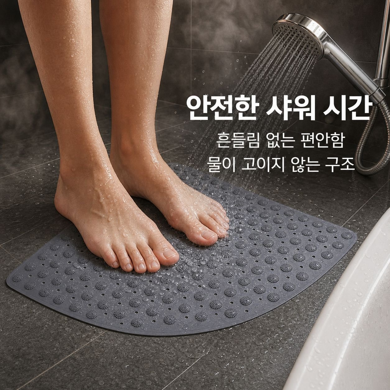 샤워룸 마사지 미끄럼 방지 심플 순색 욕실 발판