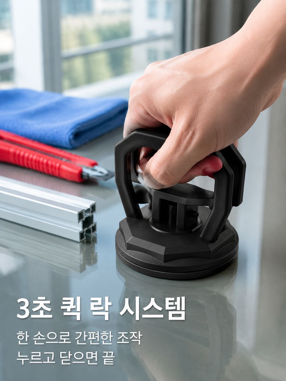 녹림 천장흡입판 강력탈부착 알루미늄 걸쇠판 전용 일체형 유리타일 바닥 타일 소형흡입기