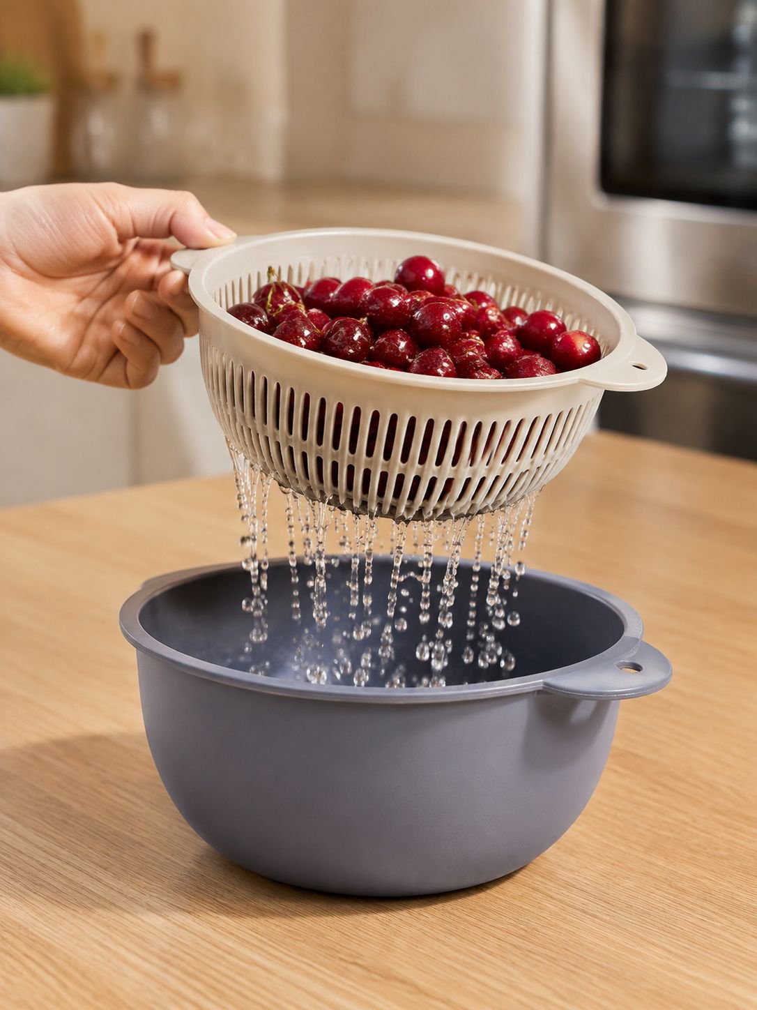 Doppeltes Abtropfkorb-Set, 6-teiliges Küchen-Set für Obst und Gemüse