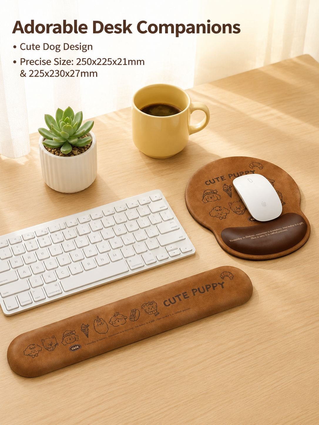 Cartoon Cute Dog Wrist Rest Mouse Pad Desk Mat, Girls Office Keyboard Mat