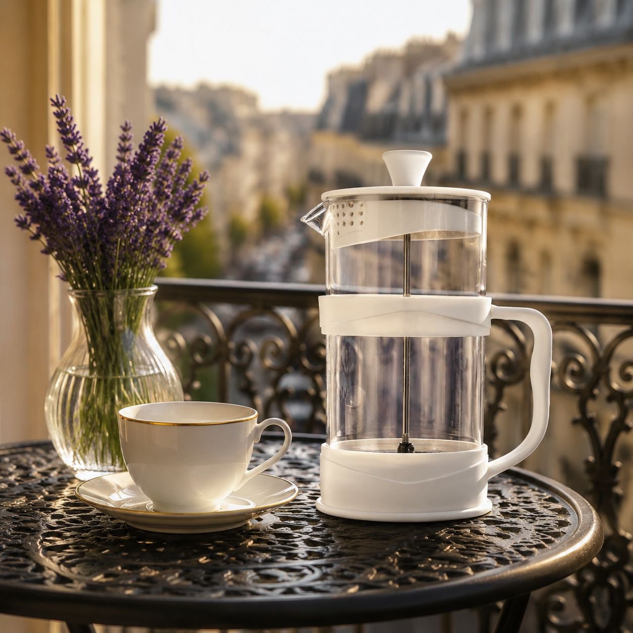 Tasse à thé en verre transparent avec filtre à pression