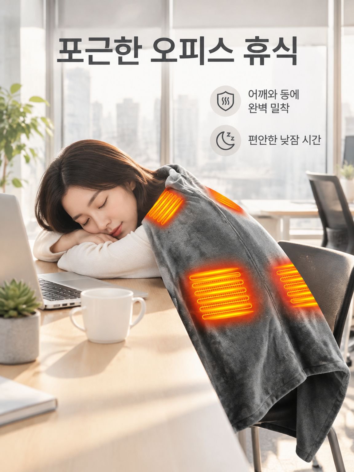 스마트 USB 발열 담요 5V, 사무실 점심 휴식용 보온 이불