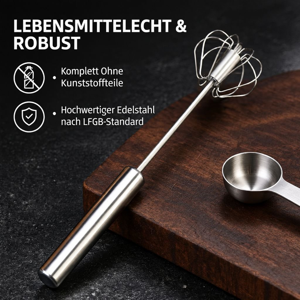 Halbautomatischer Schneebesen Edelstahl Hand-Druck Rührbesen Küchenhelfer