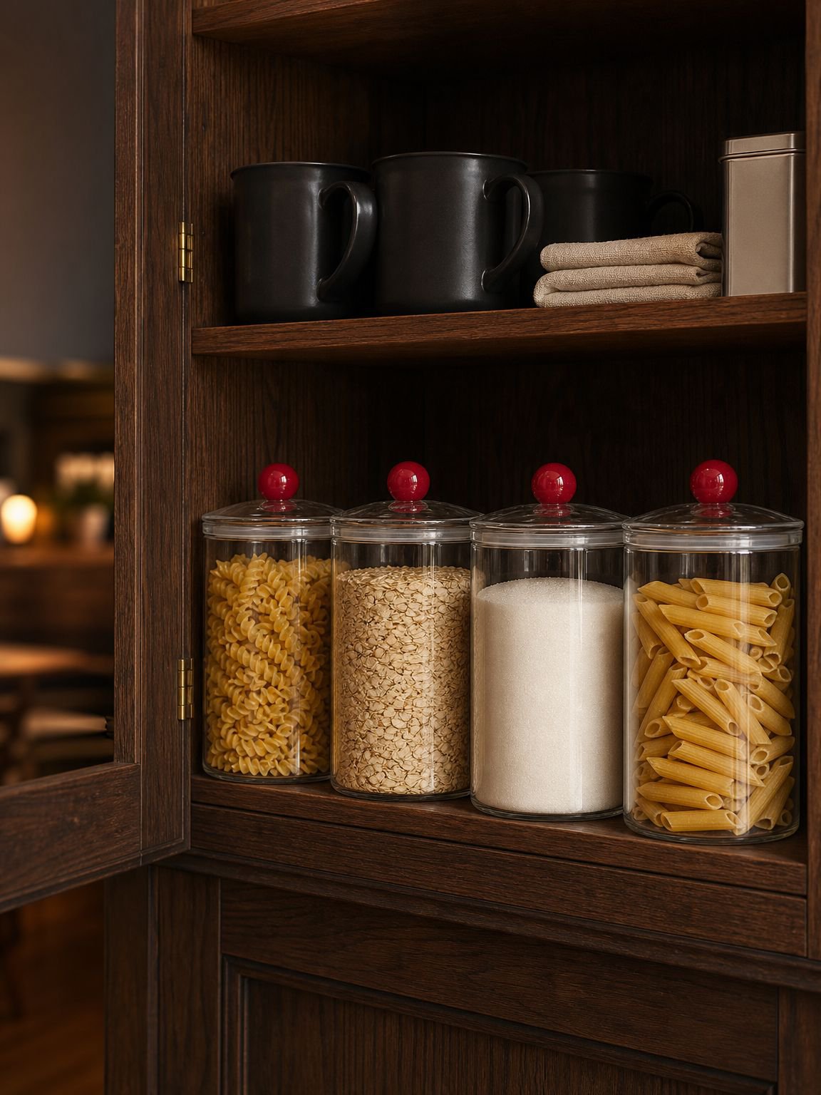 Coffee canister with scoop and measuring spoon
