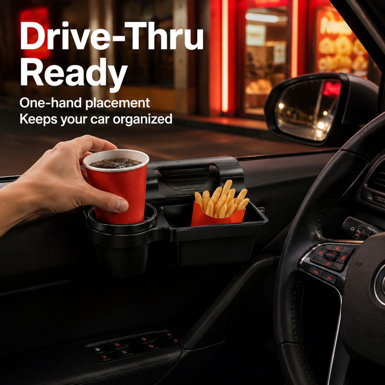 Car Window Hanging Storage Rack, Car Cup and Phone Organizer