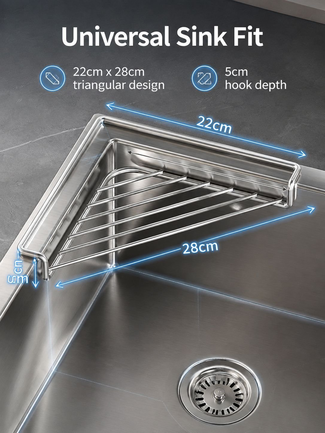 Over the sink draining rack for kitchen organization