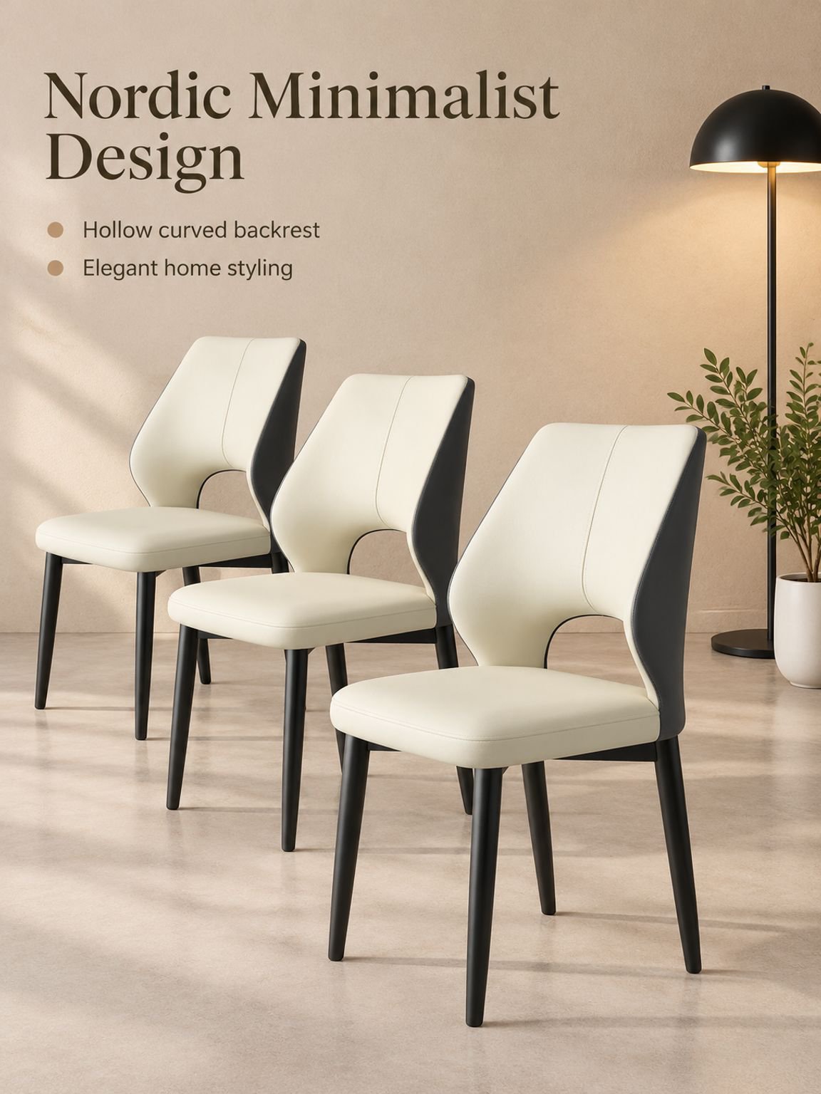 Dining chair with supportive backrest beside a dining table
