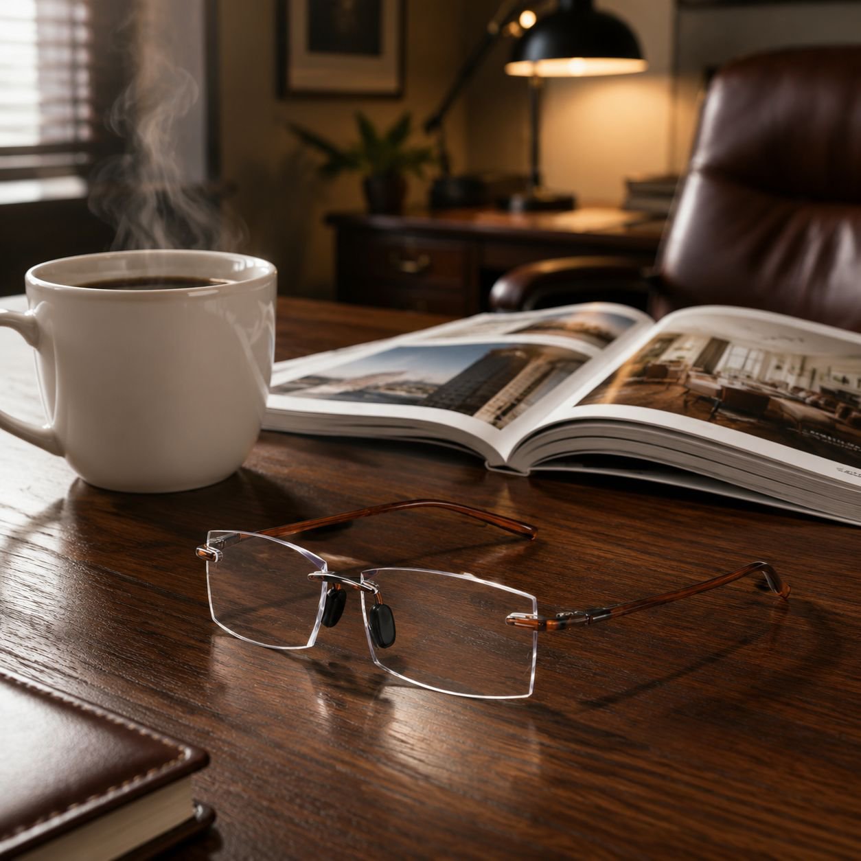 Gafas de lectura sin montura con corte angular y protección contra luz azul