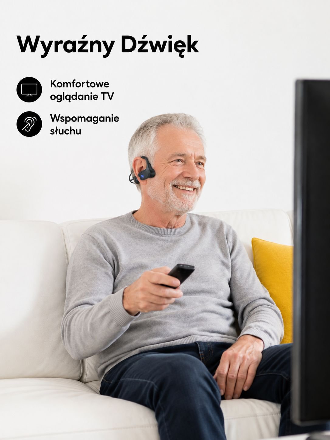 Słuchawki przewodnictwa kostnego Bluetooth z aparatem słuchowym
