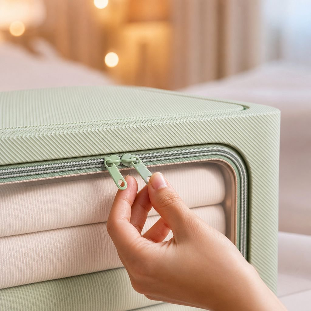 Foldable storage bag maximizing wardrobe space