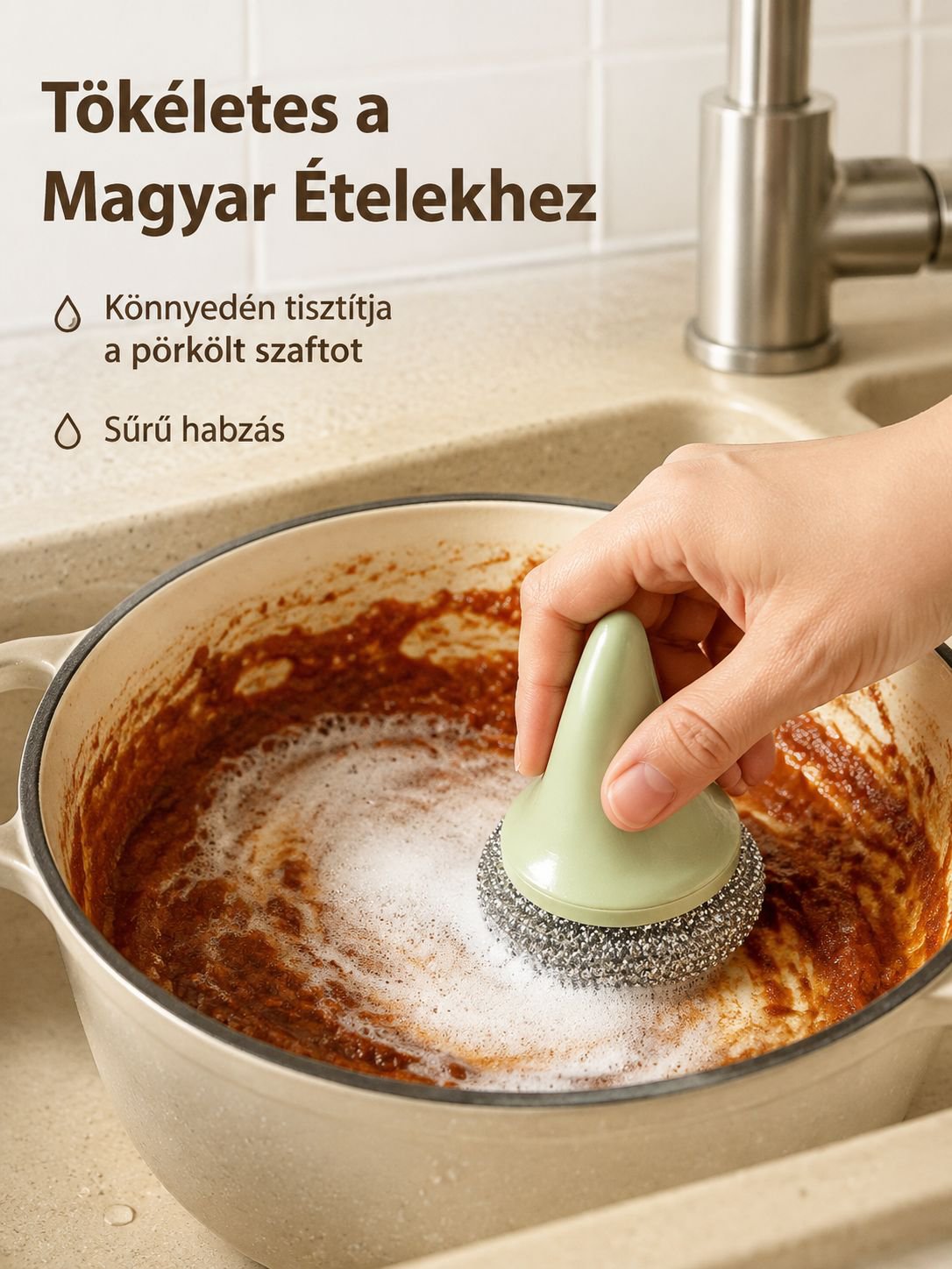 Tartós sörtékkel rendelkező konyhai tisztítókefe