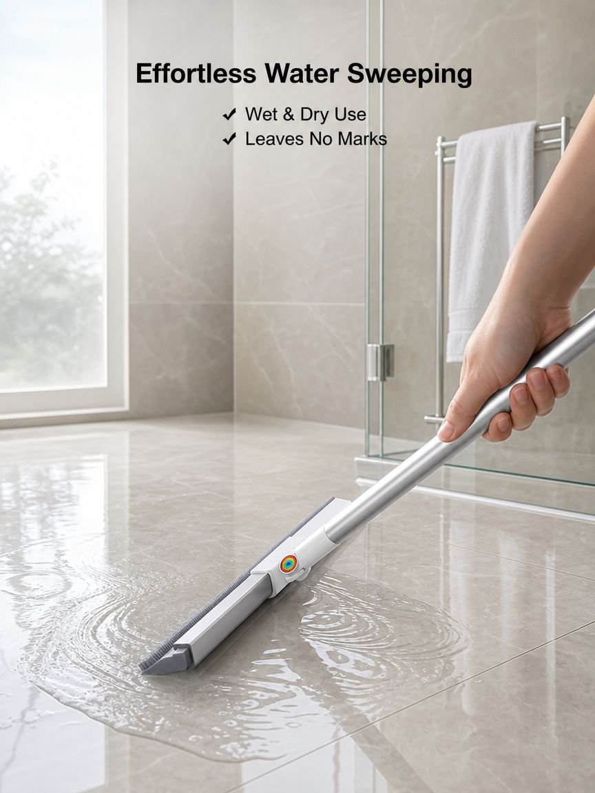 Magic Silicone Upgraded DoubleSided Bathroom Wiper Floor MultiUse Adjustable Broom