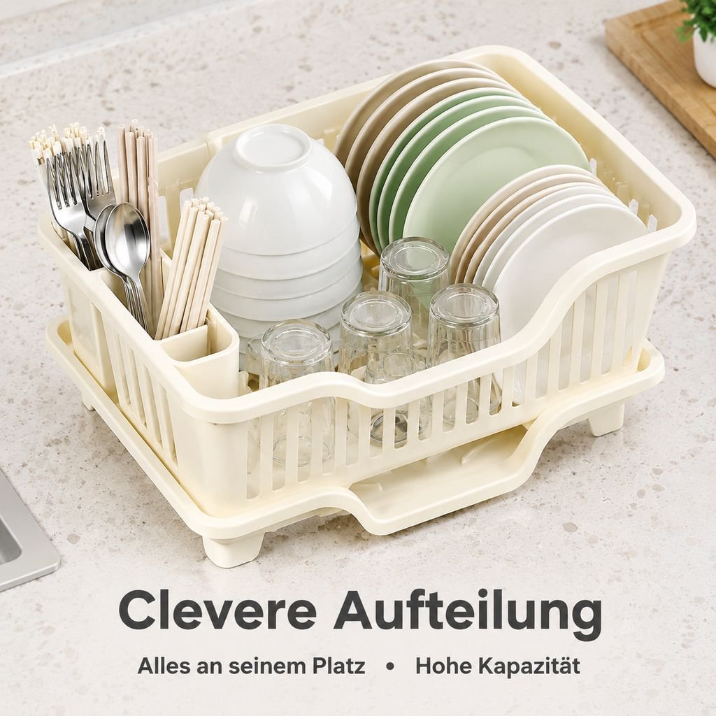Abtropfgestell mit Besteckkorb