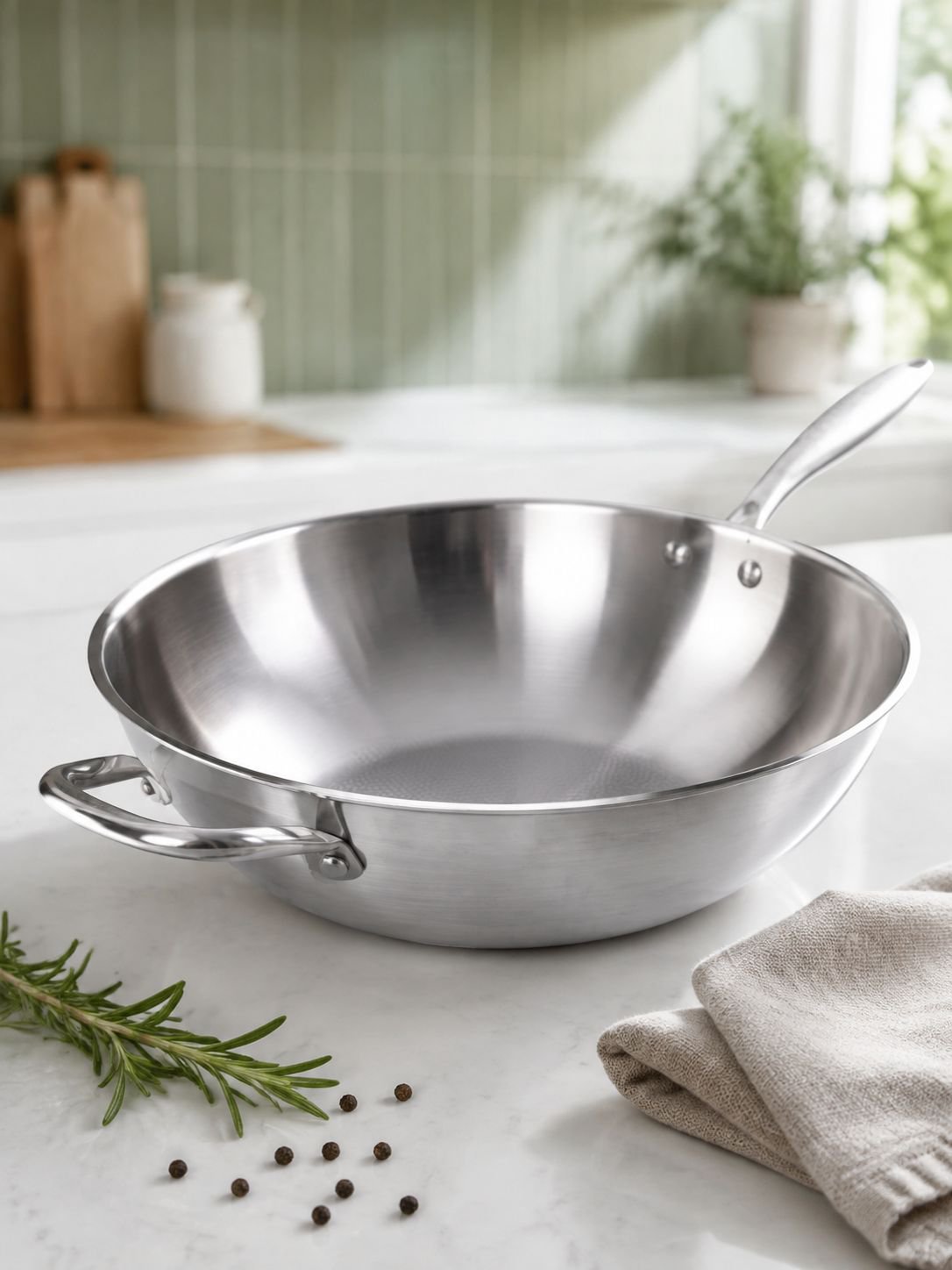 Easy-to-clean stainless steel skillet for daily use