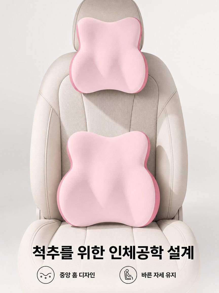 자동차 헤드레스트 허리쿠션 목베개 허리받침 세트