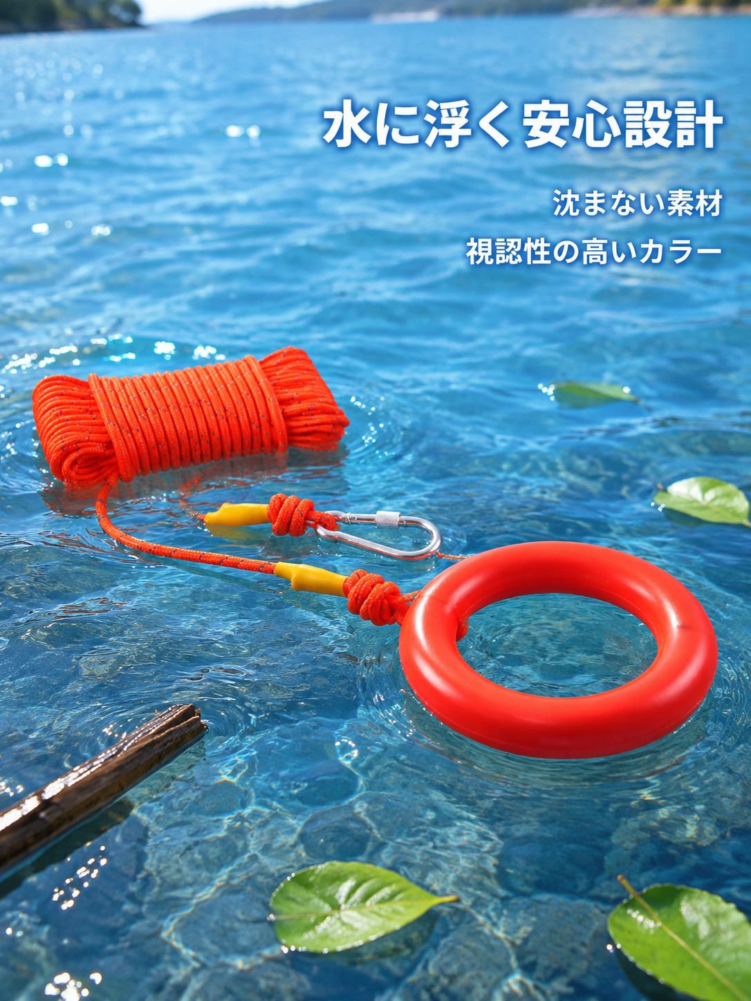 反射フロートレスキューロープ 水上ガイド救助ロープ 安全救命ロープ