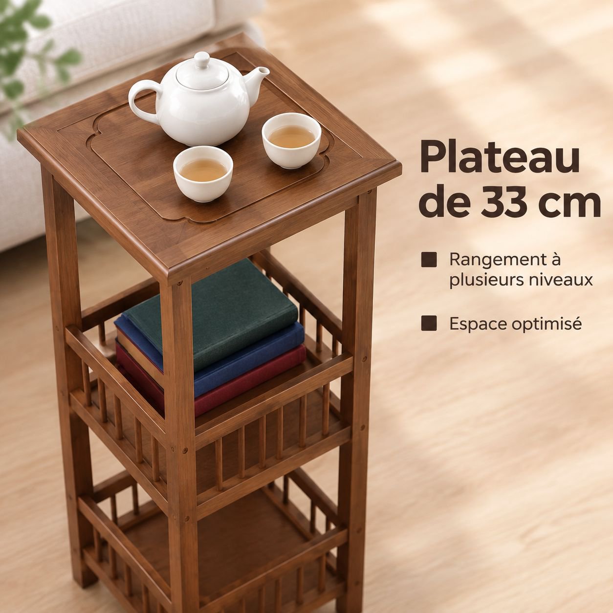 Meuble à Thé Bout de Canapé Salon Petite Table Basse Étagère de Rangement