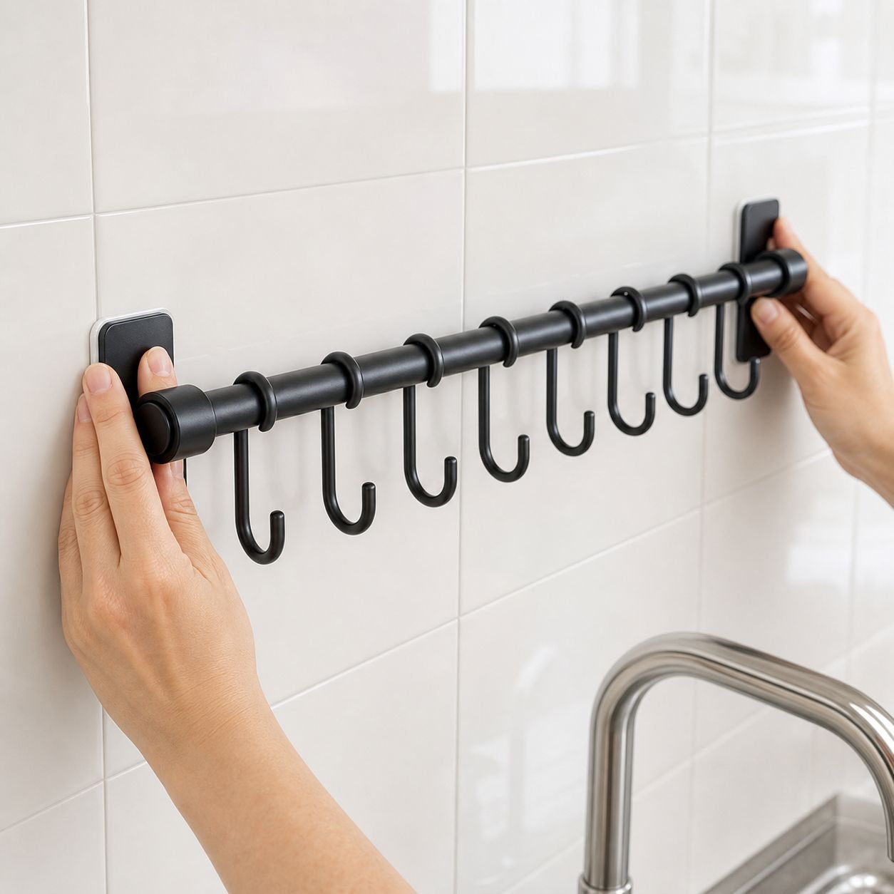 No-drill kitchen hooks, wall-mounted storage racks, spoon hooks, kitchen and bathroom accessories, s