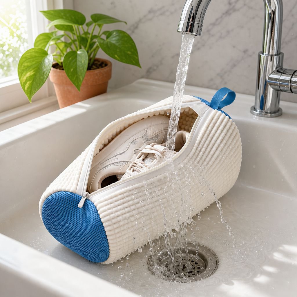Close-up of anti-deformation brush for shoe cleaning