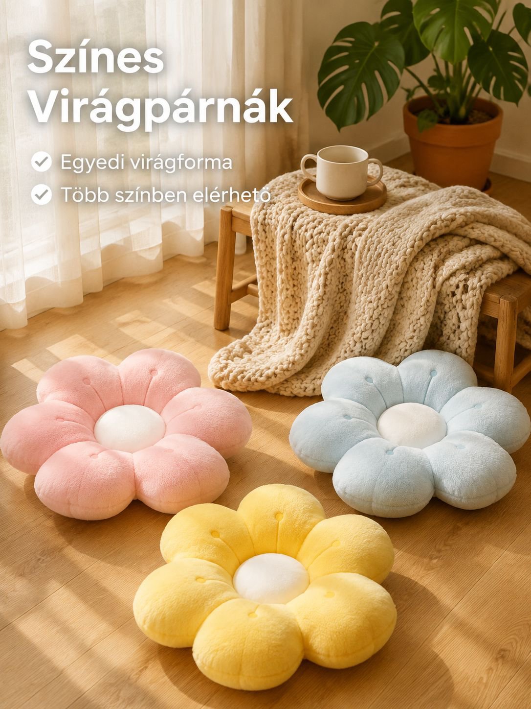 Aranyos napraforgó alakú ülőpárna