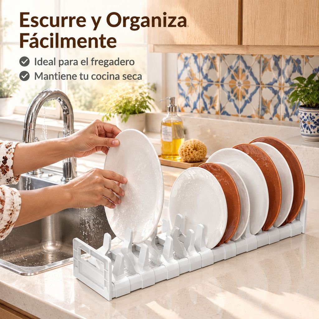 Organizador y Escurridor de Platos y Cubiertos para Gabinete