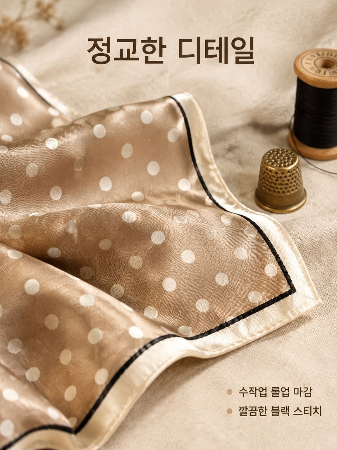 프렌치 도트 얇은 헤어밴드 스카프