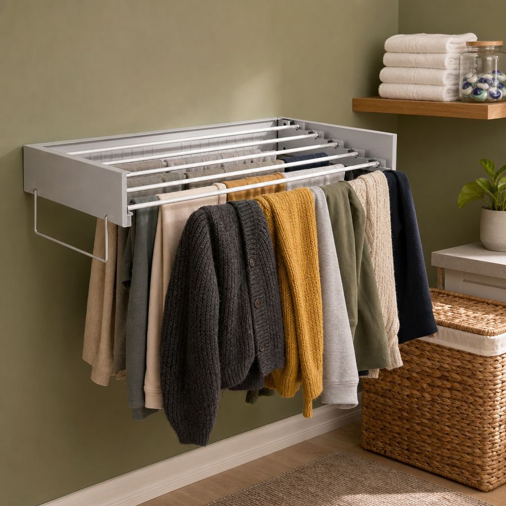 Wall-mounted Invisible Folding Clothing Rack