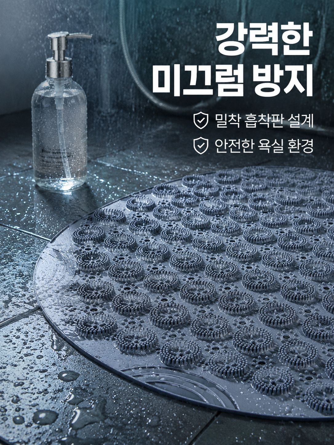 원형 낙상 방지 욕실 매트