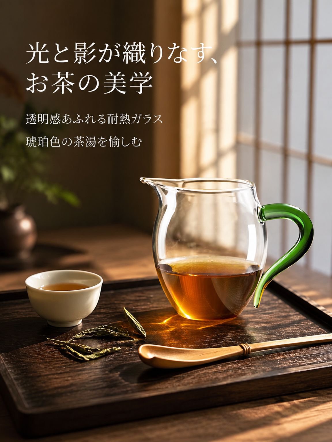 柄付きろ過ガラス茶器