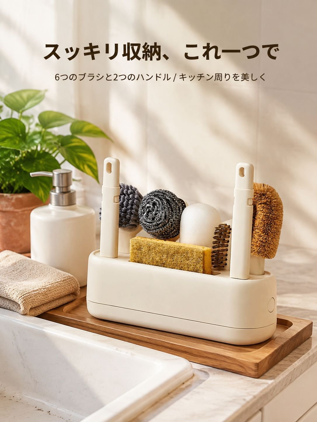 多機能キッチンブラシ収納セット