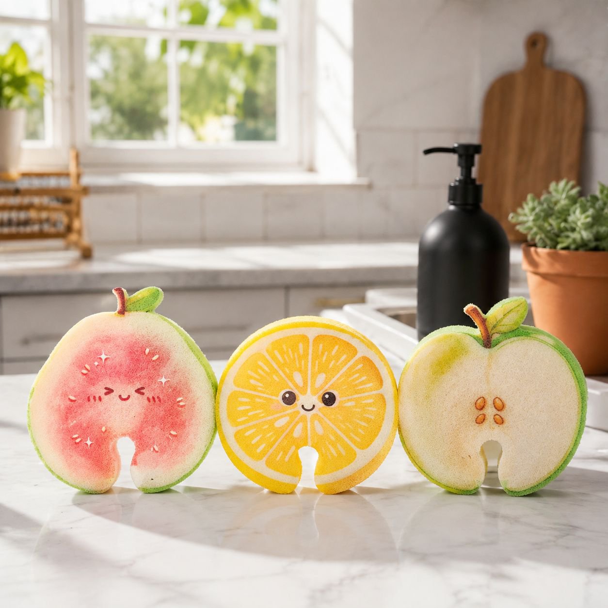 JMY-Cartoon Fruit Wood Pulp Sponge Dishwashing Wipe