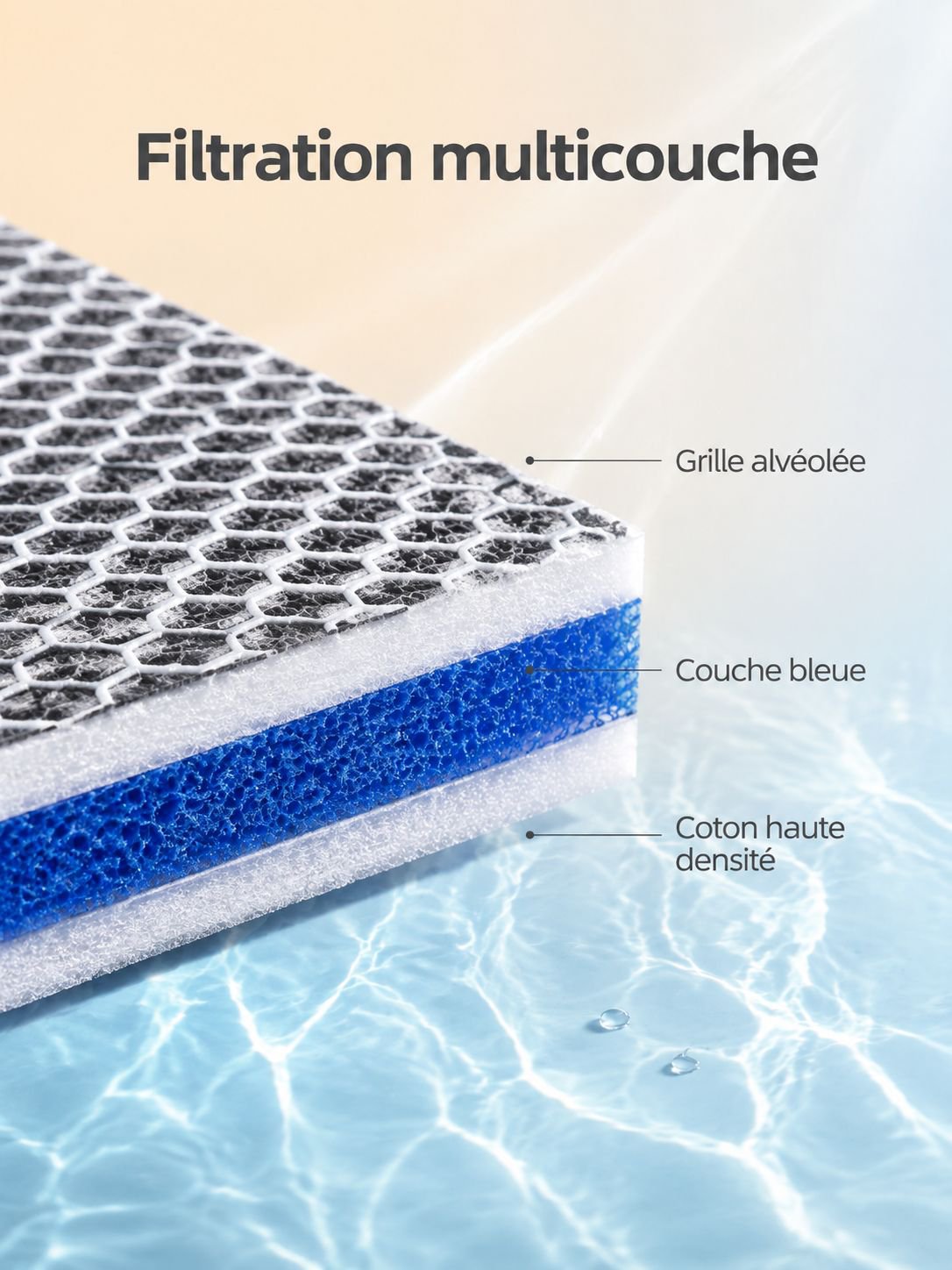 Filtre d'aquarium en coton 8D, matériau filtrant pour aquarium, éponge blanche haute densité, filtre