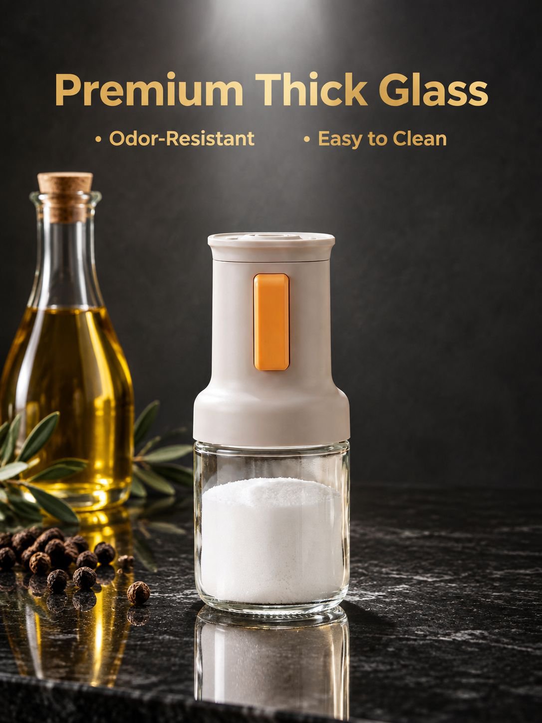 Transparent quantitative salt shaker bottle with controlled seasoning output feature
