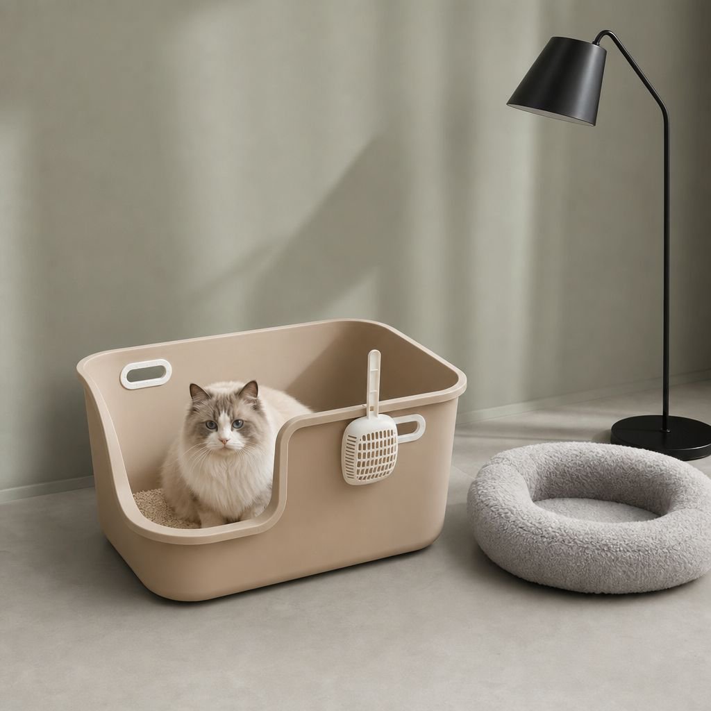 Halbgeschlossene Katzentoilette extra große Katzentoilette Haustierbedarf leicht zu reinigen spritzw