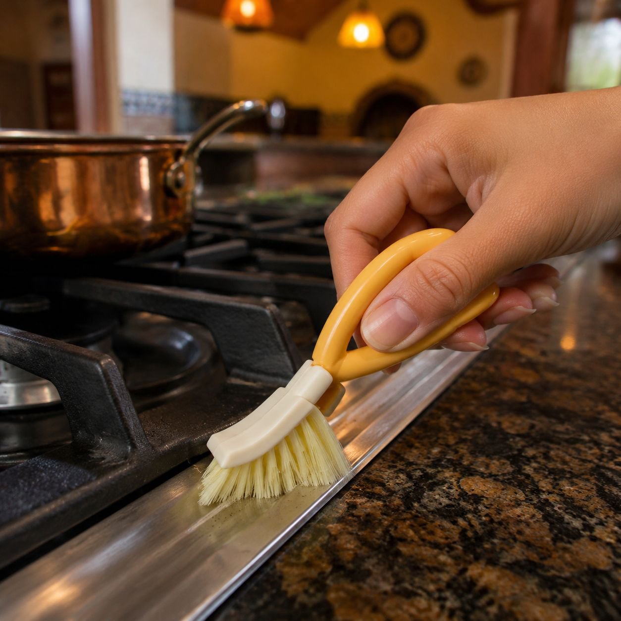 Estante plegable para escurrir y cepillo triangular de limpieza de huecos para cocina